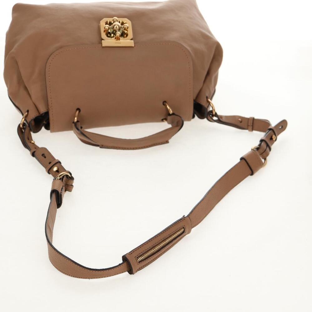 Chloe Elsie Hand Bag Leather 2way Beige Gold Auth BA8869 - Picture 8 of 16